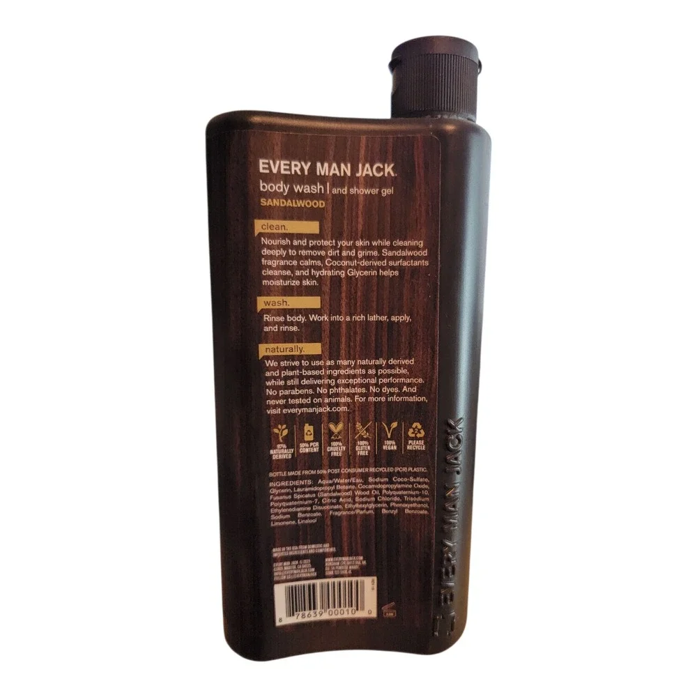 Every Man Jack Sandalwood‎ Body Wash & Shower Gel +Bonus Travel Set